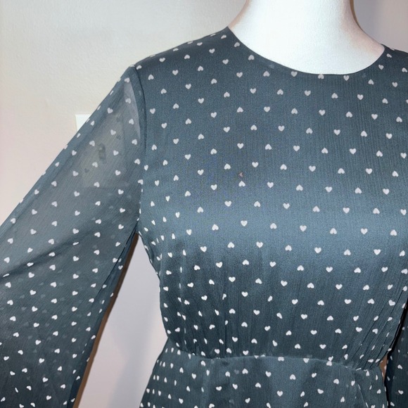 Ted Baker London Kobie‎ Heart Dot Chiffon Long Sleeve Minidress Sheer Chiffon - Picture 3 of 15